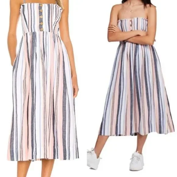 Free People Stripped Flowy Midi Dress - Picture 3 of 13